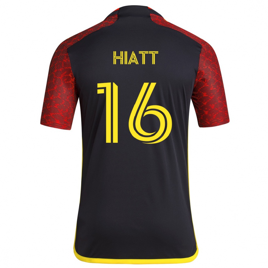 Kids Football Samantha Hiatt #16 Red Black Away Jersey 2024/25 T-Shirt Za