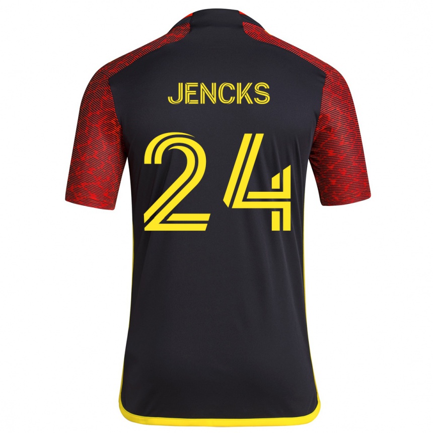 Kids Football India Jencks #24 Red Black Away Jersey 2024/25 T-Shirt Za