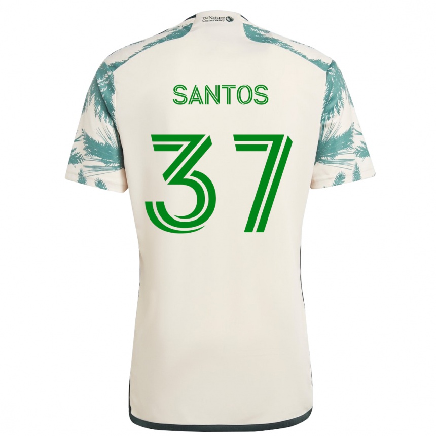 Kids Football Noah Santos #37 Beige Brown Away Jersey 2024/25 T-Shirt Za