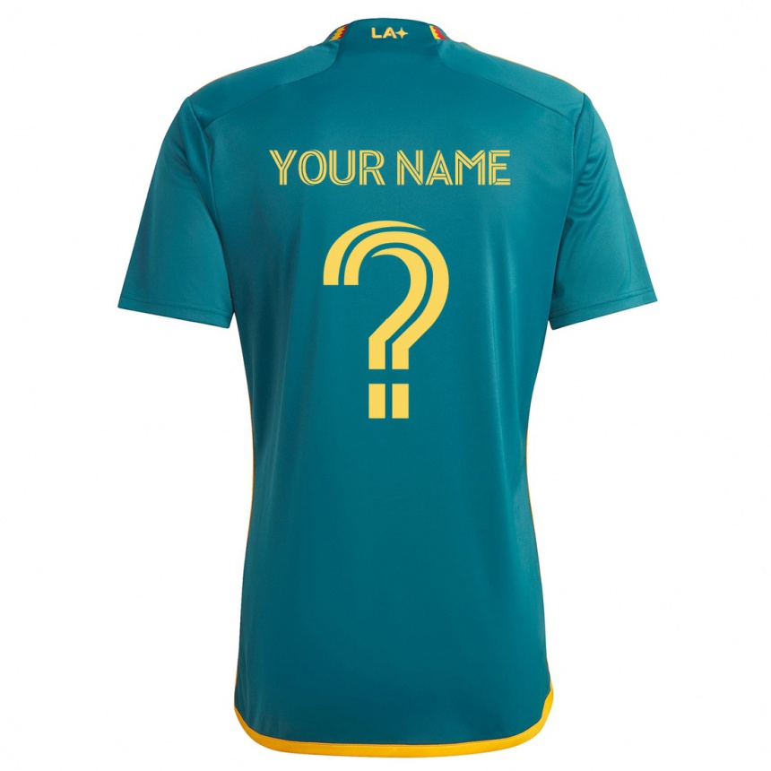 Kids Football Your Name #0 Green Yellow Away Jersey 2024/25 T-Shirt Za