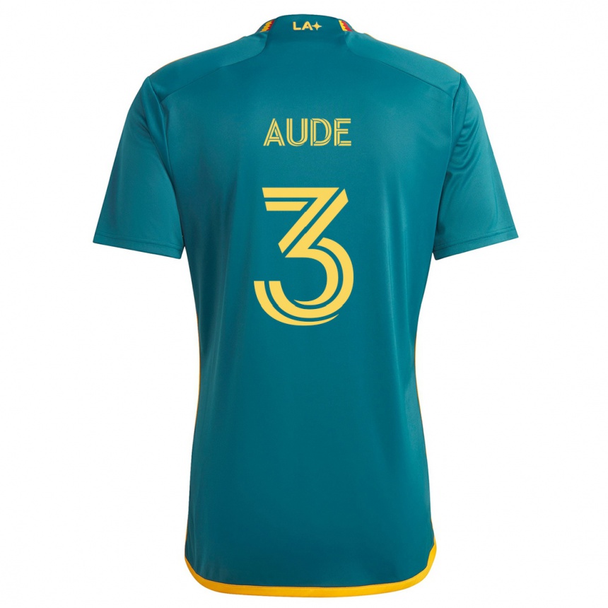 Kids Football Julián Aude #3 Green Yellow Away Jersey 2024/25 T-Shirt Za