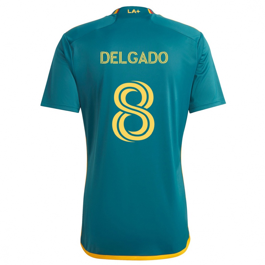 Kids Football Mark Delgado #8 Green Yellow Away Jersey 2024/25 T-Shirt Za