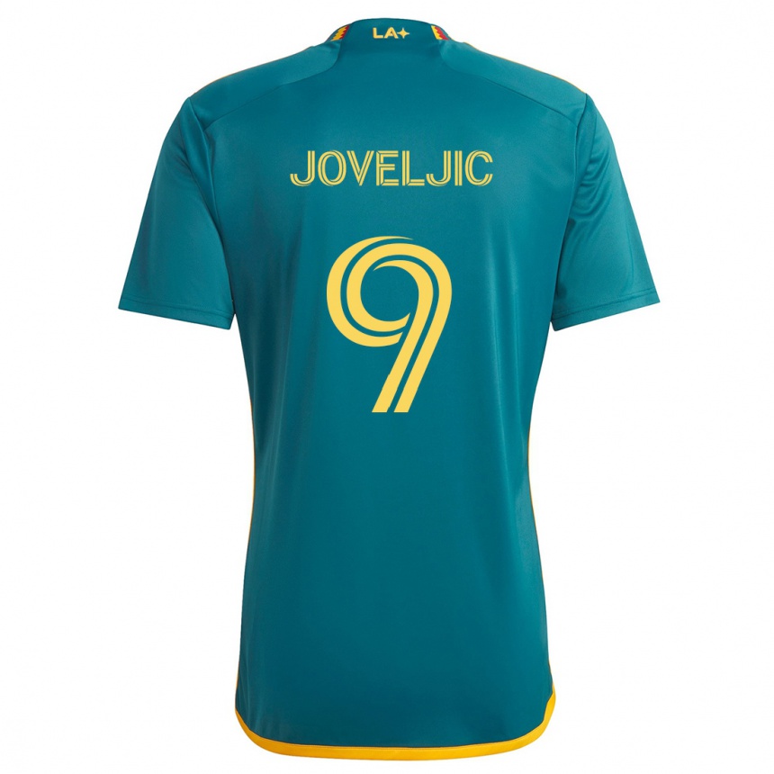 Kids Football Dejan Joveljic #9 Green Yellow Away Jersey 2024/25 T-Shirt Za