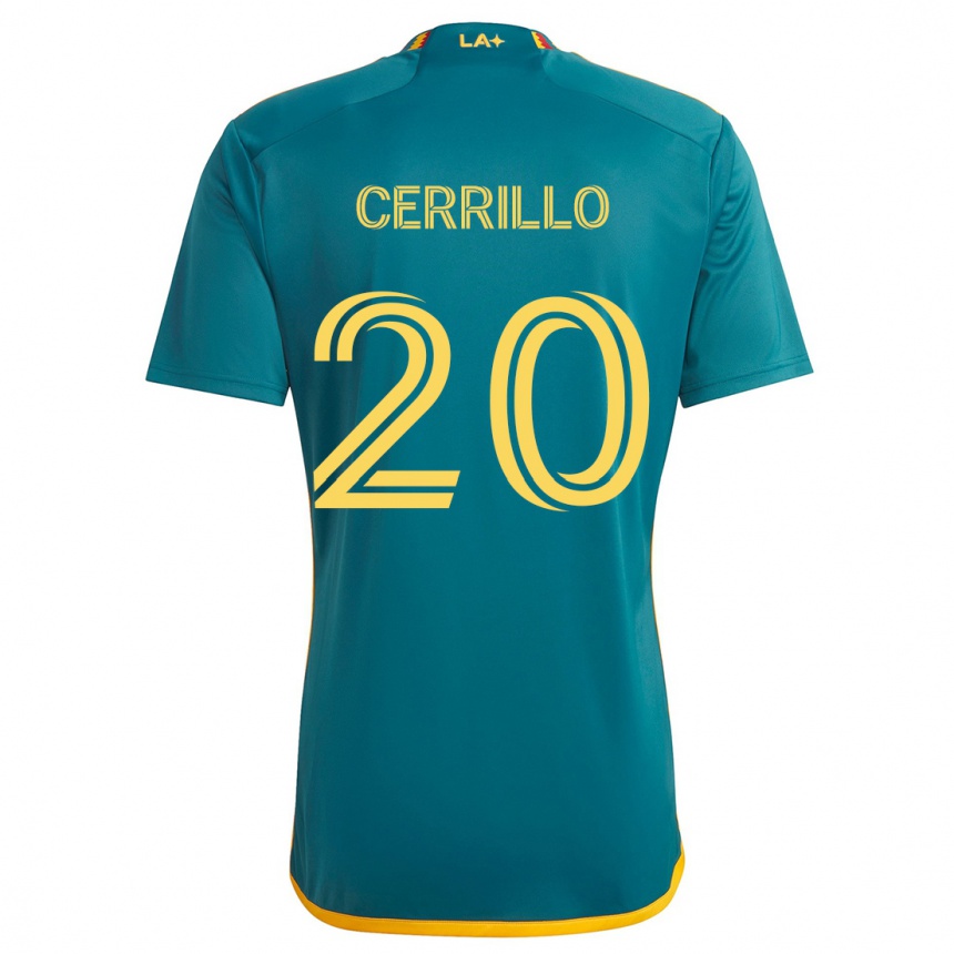 Kids Football Edwin Cerrillo #20 Green Yellow Away Jersey 2024/25 T-Shirt Za