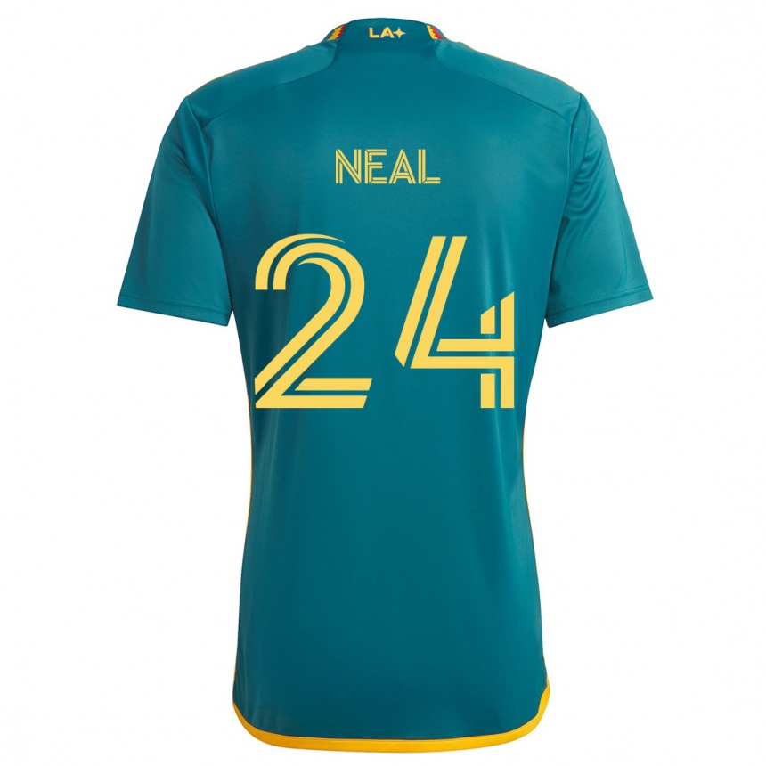 Kids Football Jalen Neal #24 Green Yellow Away Jersey 2024/25 T-Shirt Za