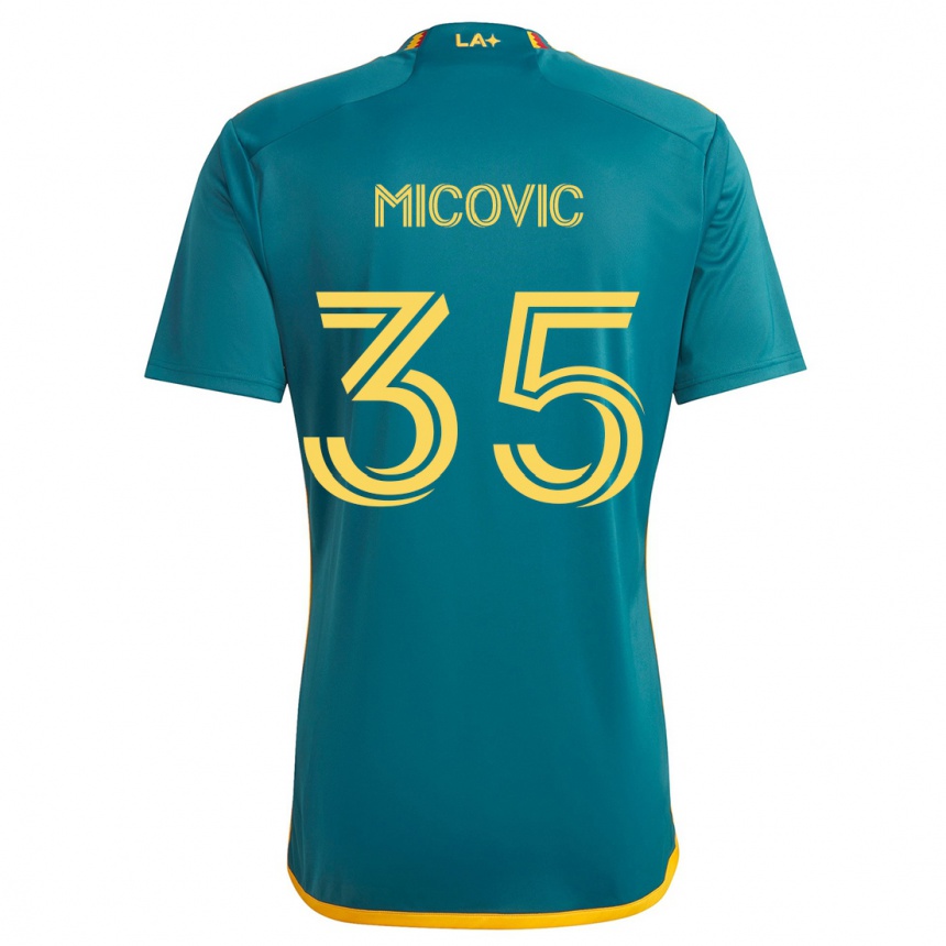 Kids Football Novak Micovic #35 Green Yellow Away Jersey 2024/25 T-Shirt Za