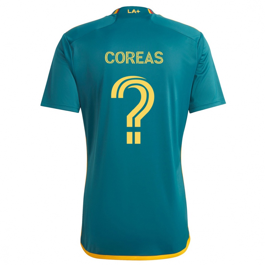 Kids Football Christian Coreas #0 Green Yellow Away Jersey 2024/25 T-Shirt Za