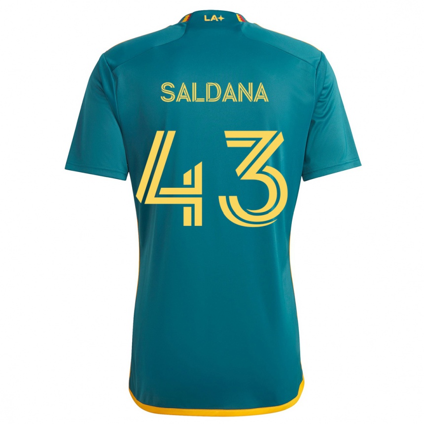 Kids Football Adam Saldaña #43 Green Yellow Away Jersey 2024/25 T-Shirt Za