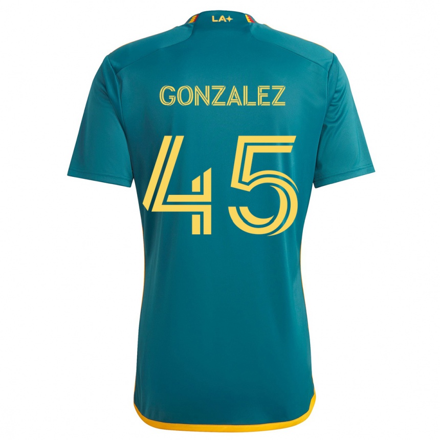 Kids Football Adrián González #45 Green Yellow Away Jersey 2024/25 T-Shirt Za