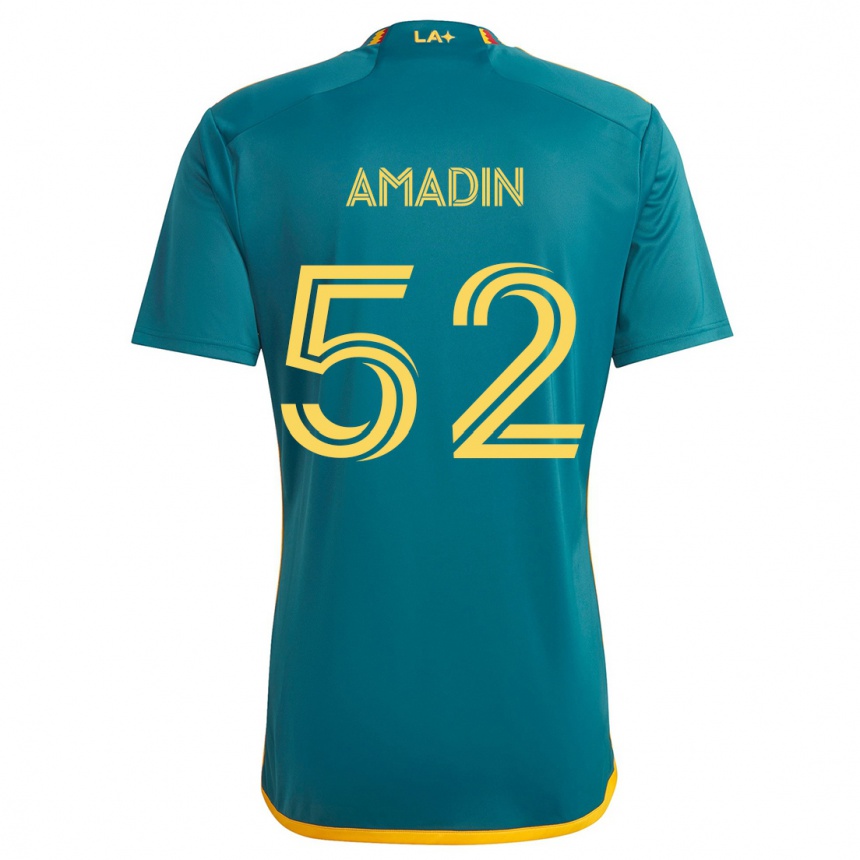 Kids Football Elijah Amadin #52 Green Yellow Away Jersey 2024/25 T-Shirt Za