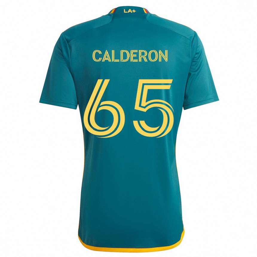 Kids Football Juan Calderón #65 Green Yellow Away Jersey 2024/25 T-Shirt Za