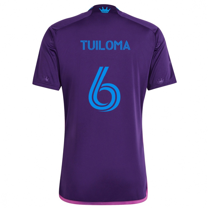 Kids Football Bill Tuiloma #6 Purple Blue Away Jersey 2024/25 T-Shirt Za