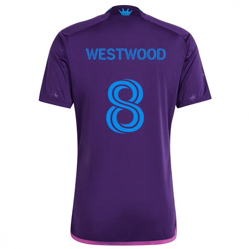 Kids Football Ashley Westwood #8 Purple Blue Away Jersey 2024/25 T-Shirt Za