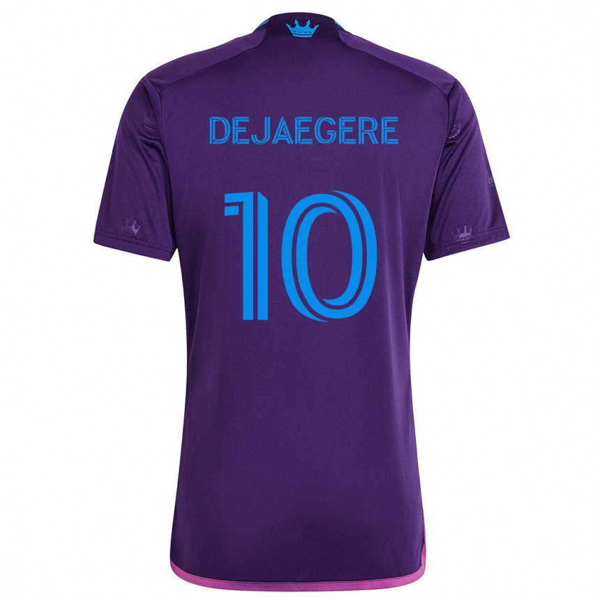 Kids Football Brecht Dejaegere #10 Purple Blue Away Jersey 2024/25 T-Shirt Za