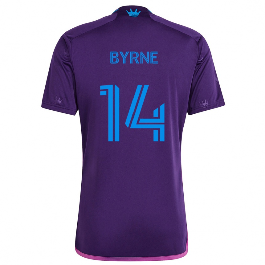 Kids Football Nathan Byrne #14 Purple Blue Away Jersey 2024/25 T-Shirt Za