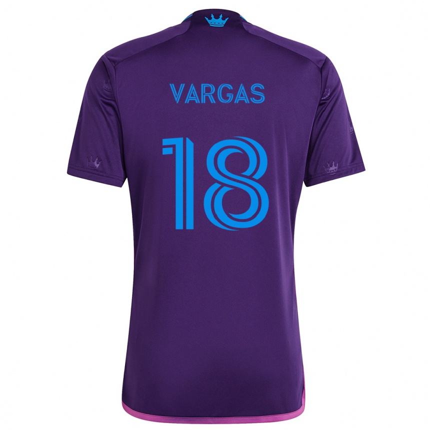 Kids Football Kerwin Vargas #18 Purple Blue Away Jersey 2024/25 T-Shirt Za