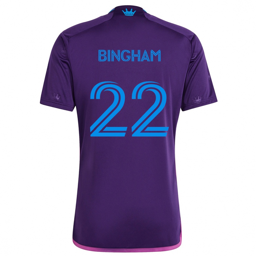 Kids Football David Bingham #22 Purple Blue Away Jersey 2024/25 T-Shirt Za