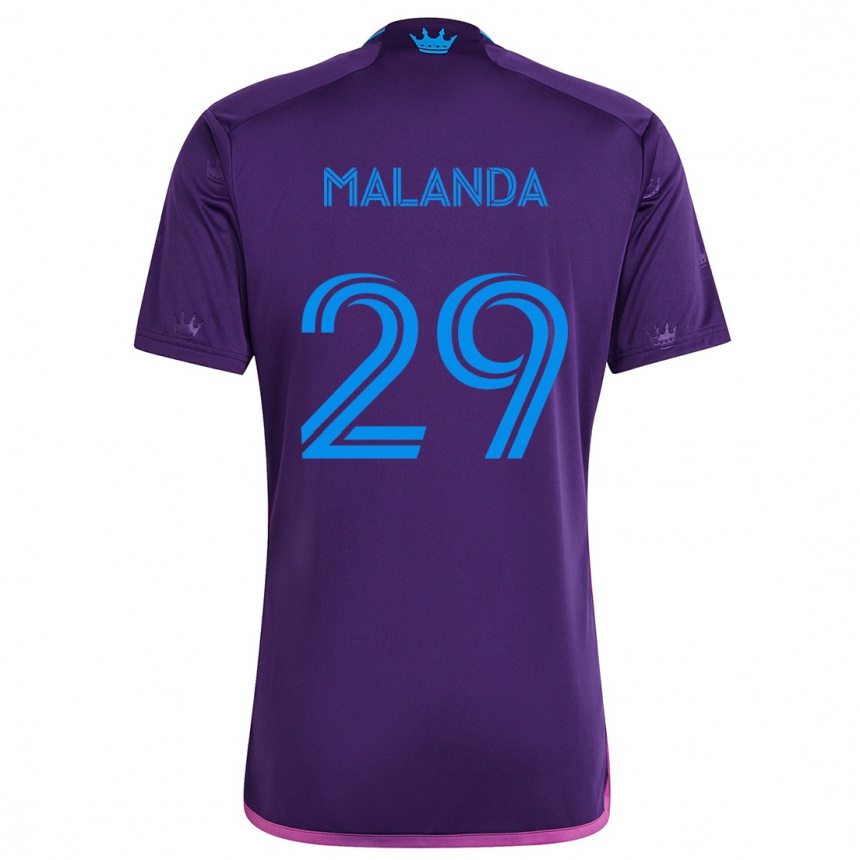 Kids Football Adilson Malanda #29 Purple Blue Away Jersey 2024/25 T-Shirt Za