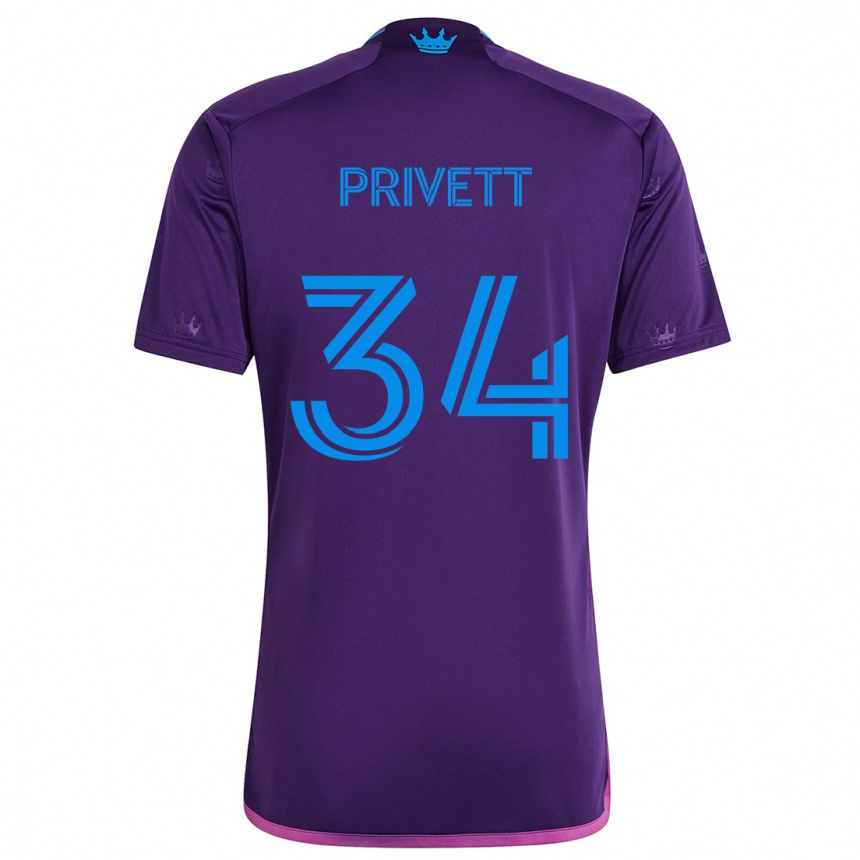 Kids Football Andrew Privett #34 Purple Blue Away Jersey 2024/25 T-Shirt Za