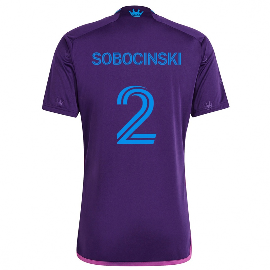 Kids Football Jan Sobocinski #2 Purple Blue Away Jersey 2024/25 T-Shirt Za