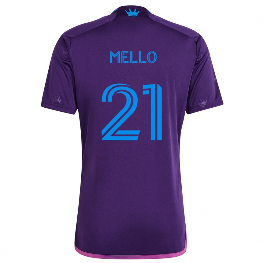 Kids Football Vinicius Mello #21 Purple Blue Away Jersey 2024/25 T-Shirt Za