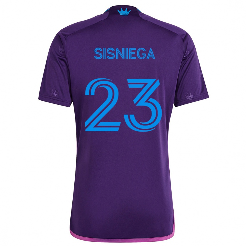 Kids Football Pablo Sisniega #23 Purple Blue Away Jersey 2024/25 T-Shirt Za