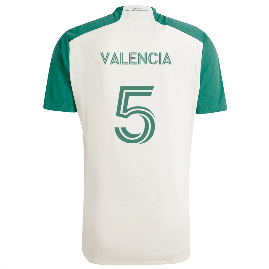 Kids Football Jhojan Valencia #5 Tan Green Away Jersey 2024/25 T-Shirt Za