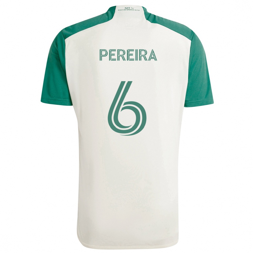 Kids Football Daniel Pereira #6 Tan Green Away Jersey 2024/25 T-Shirt Za