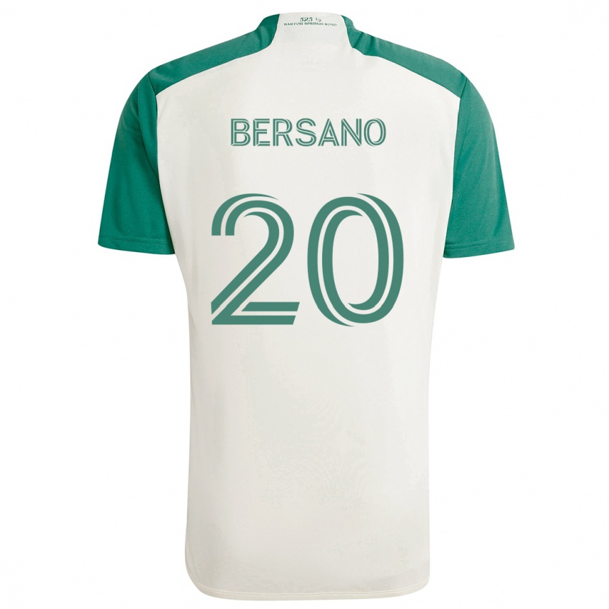 Kids Football Matt Bersano #20 Tan Green Away Jersey 2024/25 T-Shirt Za