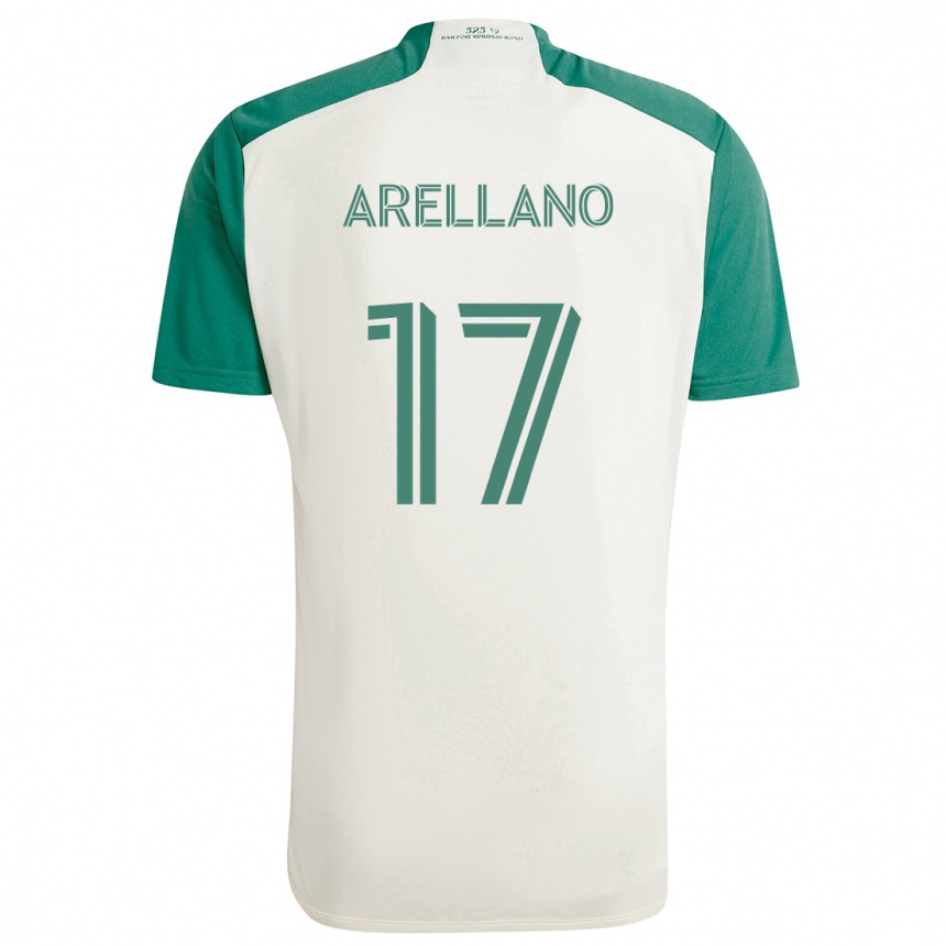 Kids Football Bryan Arellano #17 Tan Green Away Jersey 2024/25 T-Shirt Za