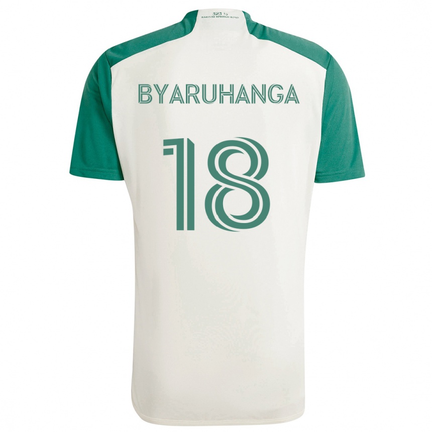 Kids Football Bobosi Byaruhanga #18 Tan Green Away Jersey 2024/25 T-Shirt Za