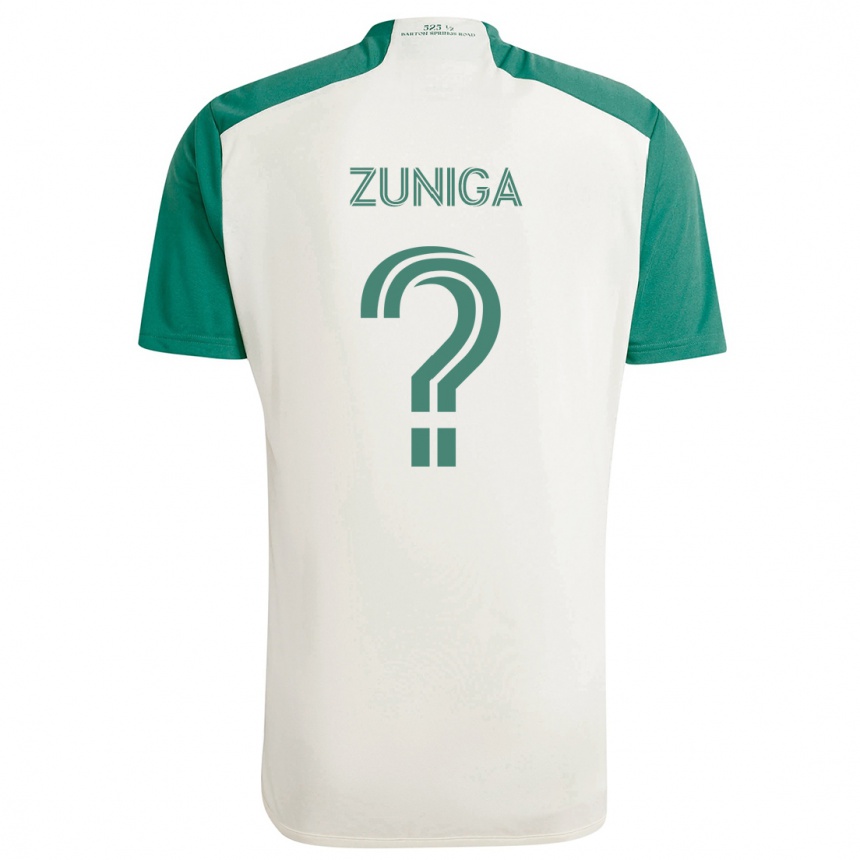 Kids Football Abner Zuñiga #0 Tan Green Away Jersey 2024/25 T-Shirt Za