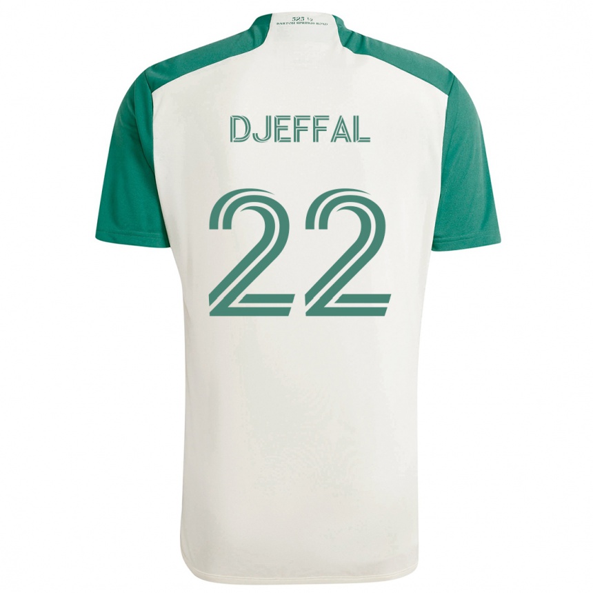 Kids Football Sofiane Djeffal #22 Tan Green Away Jersey 2024/25 T-Shirt Za