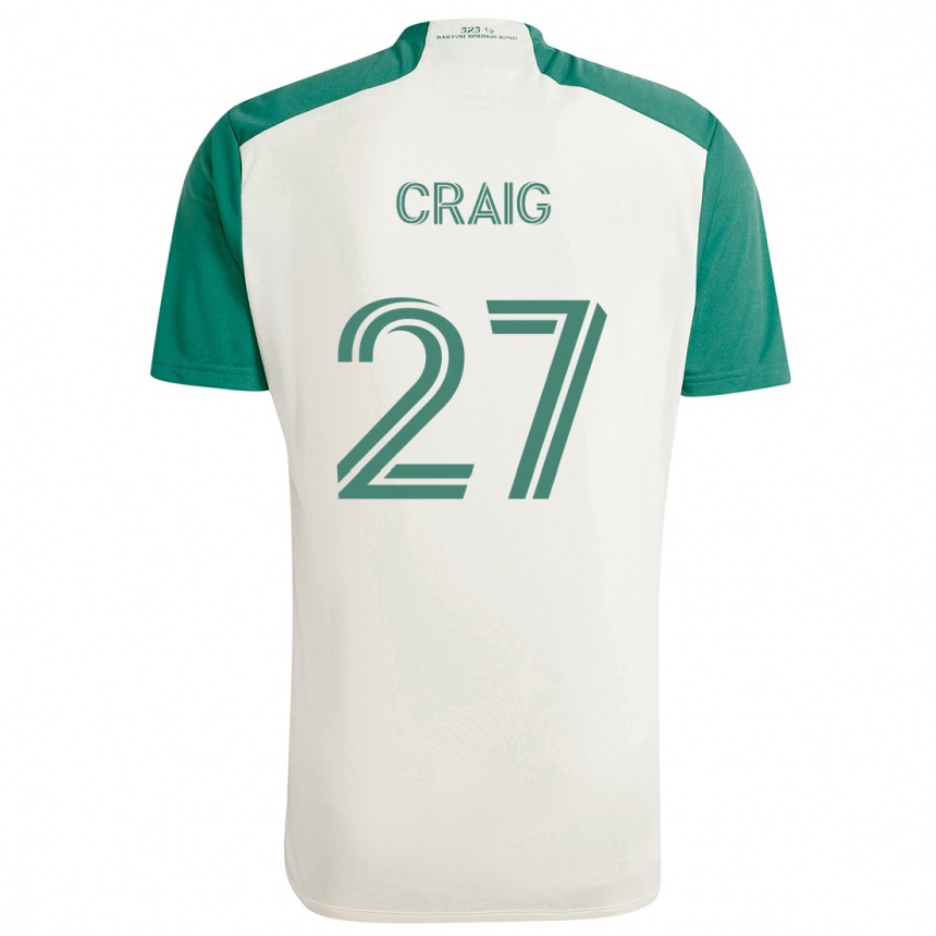 Kids Football Brandan Craig #27 Tan Green Away Jersey 2024/25 T-Shirt Za