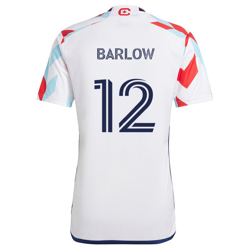 Kids Football Tom Barlow #12 White Red Blue Away Jersey 2024/25 T-Shirt Za