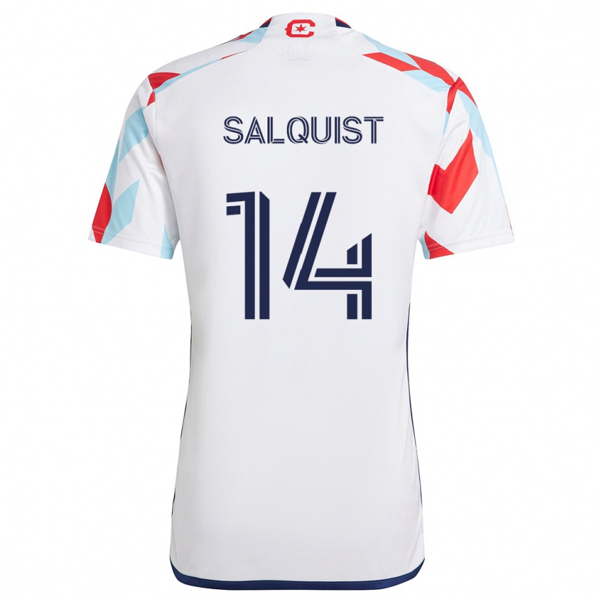 Kids Football Tobias Salquist #14 White Red Blue Away Jersey 2024/25 T-Shirt Za