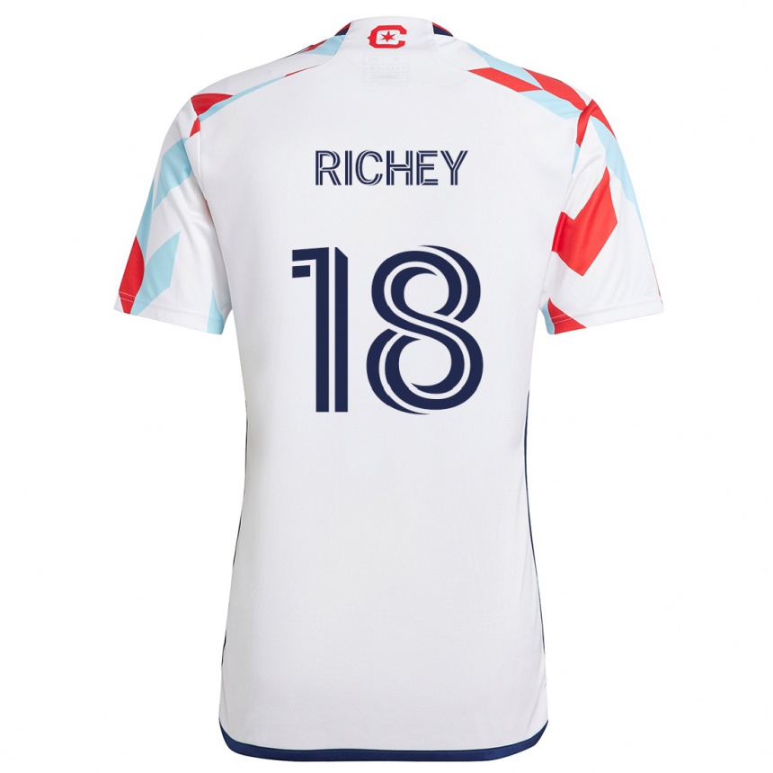 Kids Football Spencer Richey #18 White Red Blue Away Jersey 2024/25 T-Shirt Za