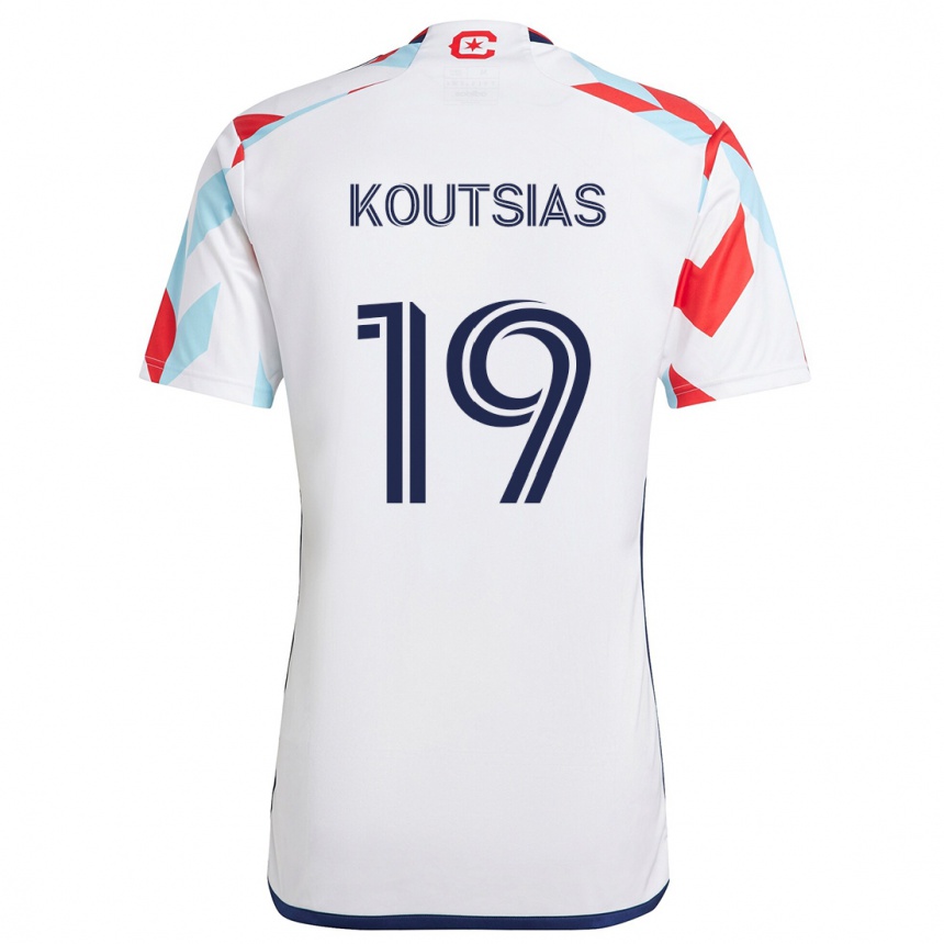 Kids Football Georgios Koutsias #19 White Red Blue Away Jersey 2024/25 T-Shirt Za