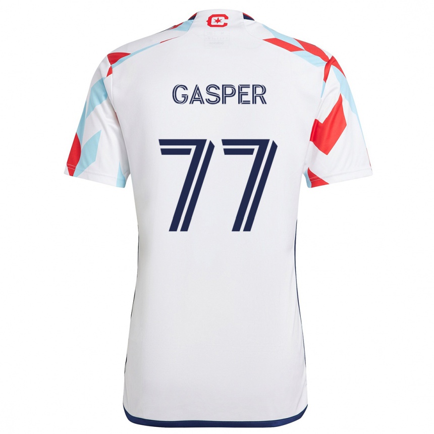 Kids Football Chase Gasper #77 White Red Blue Away Jersey 2024/25 T-Shirt Za