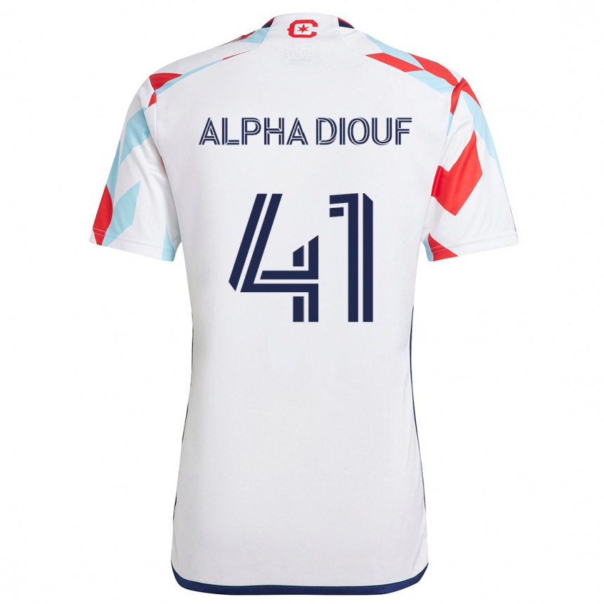 Kids Football Jean Alpha Diouf #41 White Red Blue Away Jersey 2024/25 T-Shirt Za