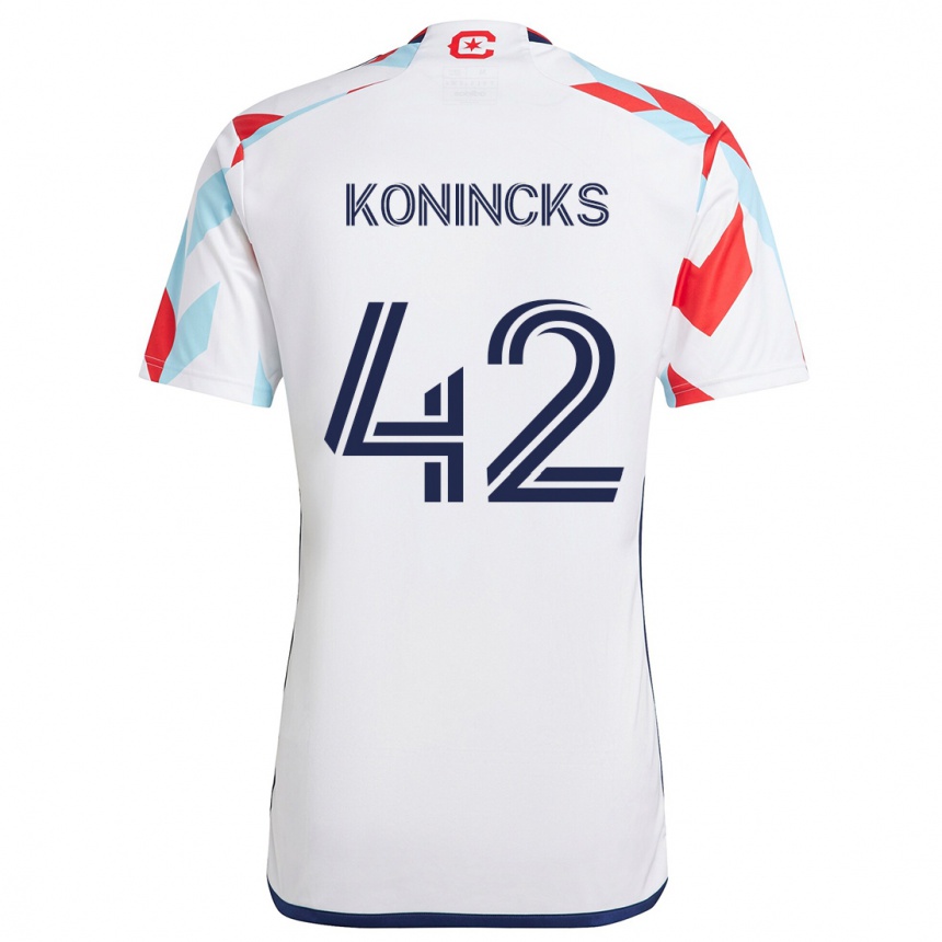 Kids Football Diego Konincks #42 White Red Blue Away Jersey 2024/25 T-Shirt Za