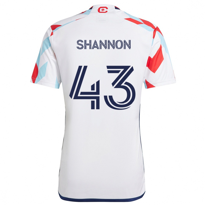 Kids Football Jaylen Shannon #43 White Red Blue Away Jersey 2024/25 T-Shirt Za