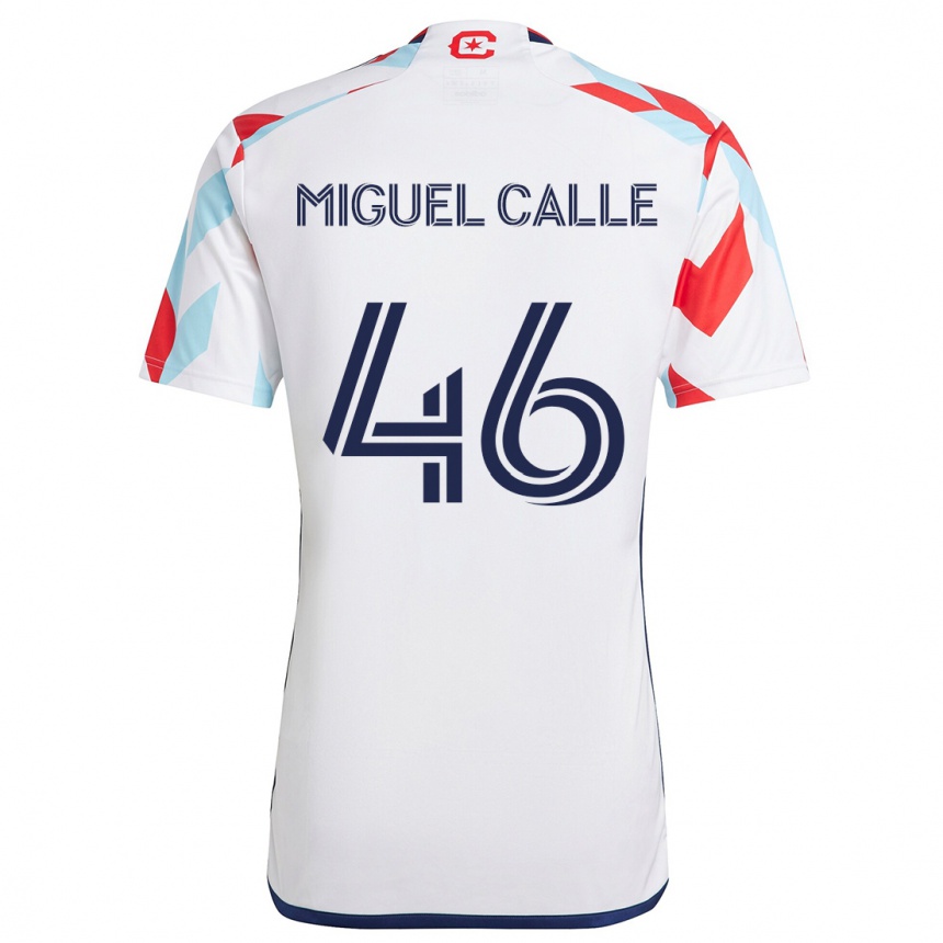 Kids Football Juan Miguel Calle #46 White Red Blue Away Jersey 2024/25 T-Shirt Za