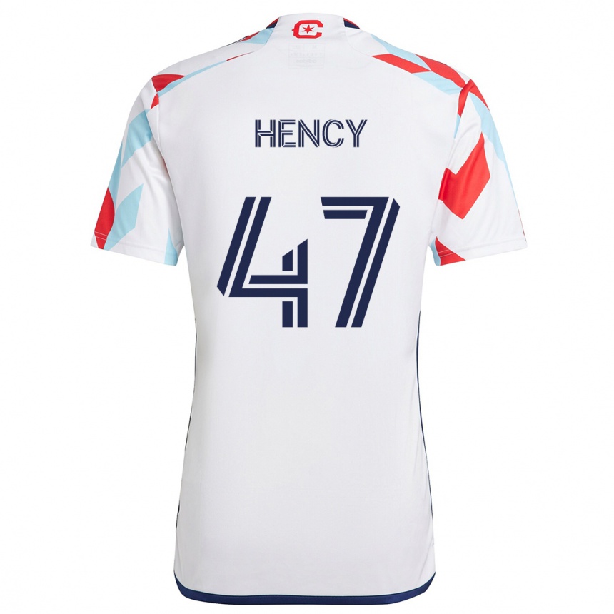 Kids Football Billy Hency #47 White Red Blue Away Jersey 2024/25 T-Shirt Za