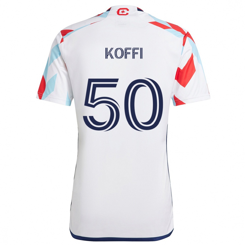 Kids Football Christian Koffi #50 White Red Blue Away Jersey 2024/25 T-Shirt Za