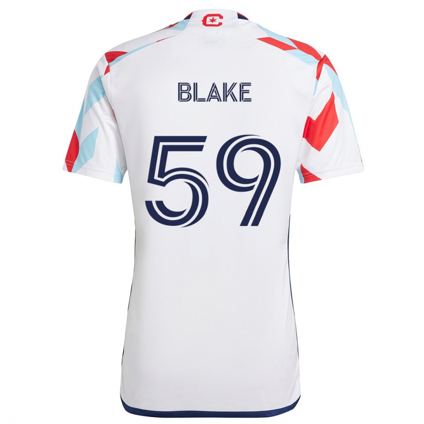 Kids Football Romain Blake #59 White Red Blue Away Jersey 2024/25 T-Shirt Za