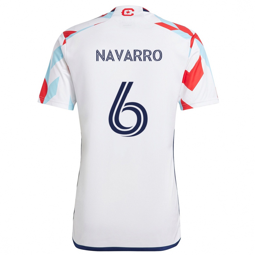 Kids Football Miguel Navarro #6 White Red Blue Away Jersey 2024/25 T-Shirt Za