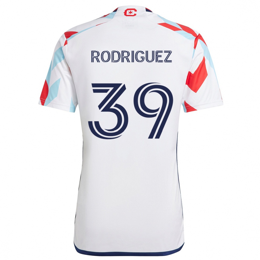 Kids Football Allan Rodriguez #39 White Red Blue Away Jersey 2024/25 T-Shirt Za