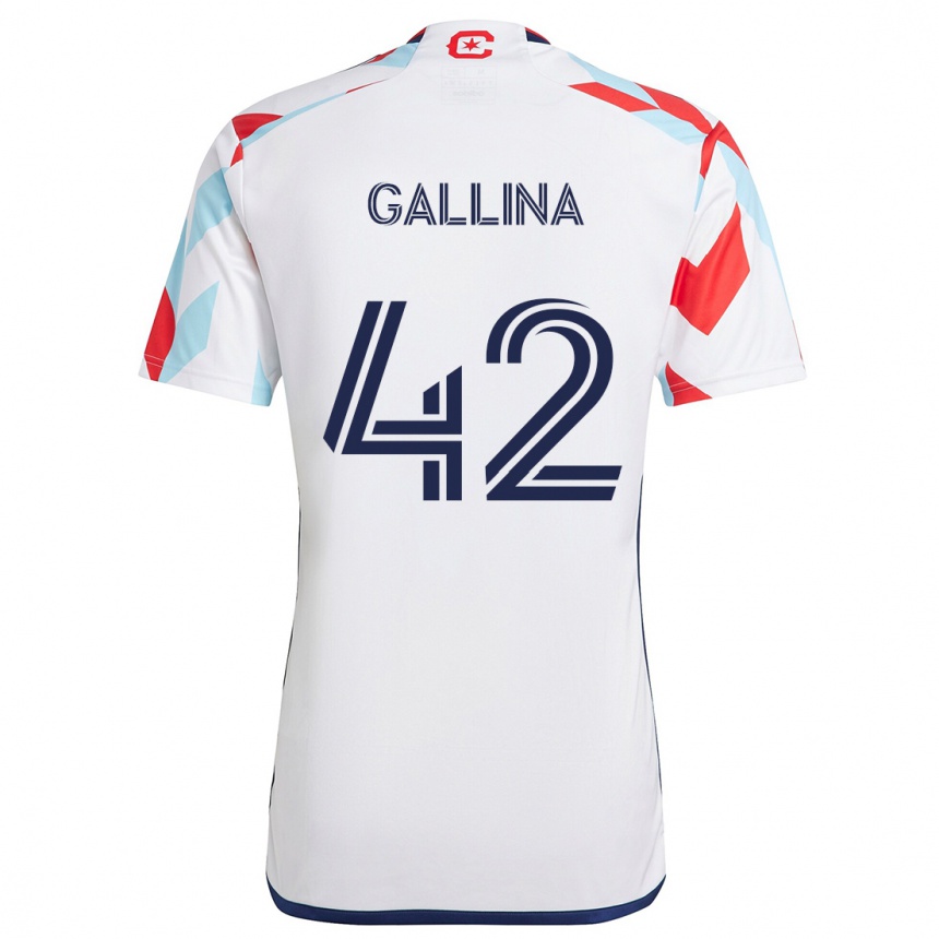 Kids Football Henrique Gallina #42 White Red Blue Away Jersey 2024/25 T-Shirt Za