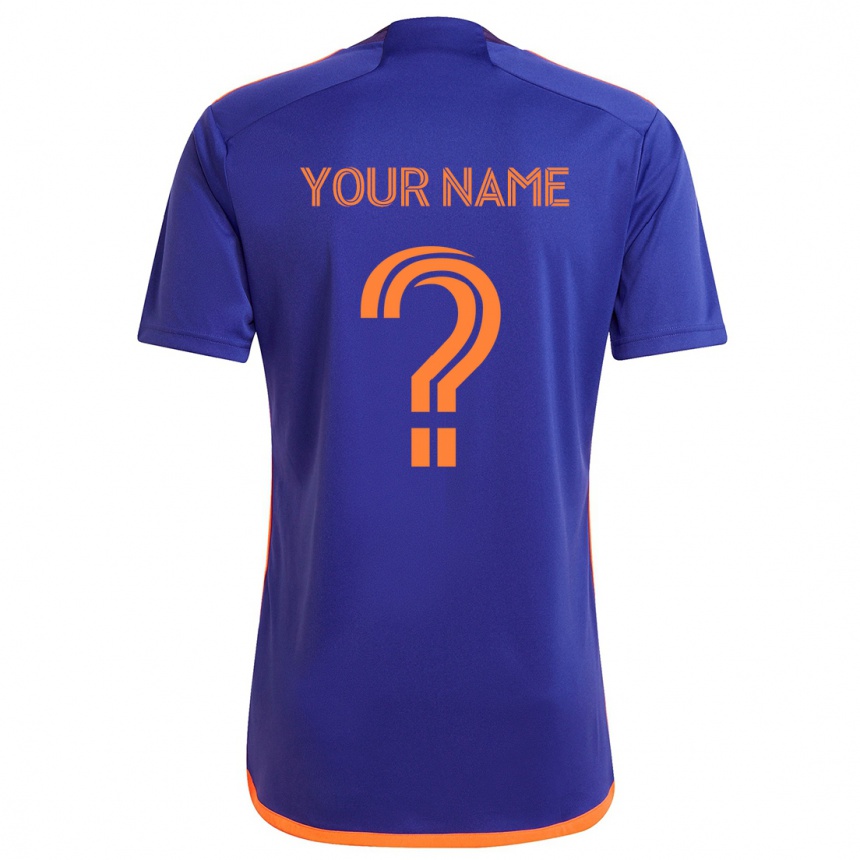 Kids Football Your Name #0 Purple Orange Away Jersey 2024/25 T-Shirt Za